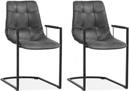 MX Sofa Stoel Condor met armleuning en freeswing onderstel kleur Antraciet - set van 2 stoelen