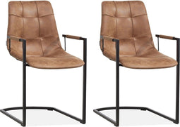 MX Sofa Stoel Condor met armleuning freeswing poot kleur Cognac - set van 2 stoelen