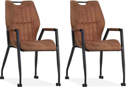 MX Sofa Stoel Olympic met wielen - Cognac - set van 2 stuks