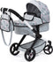 Bayer Design Xeo - Combi Poppenwagen - Verstelbare duwstang - Grijs Roze Sterren
