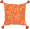 J-Line kussen Vierkant Bloemen + Kwastjes - fluweel - oranje