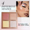 Vegan Highlighter Kit met Spiegel - 4 Hypoallergene Shimmer Tinten