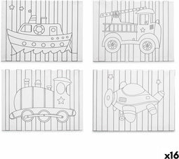 Canvas Wit Stof 30 x 40 x 1,5 cm Om te schilderen Auto's (16 Stuks)