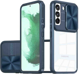 iMoshion Hoesje Geschikt voor Samsung Galaxy S22 Hoesje - iMoshion Camslider Backcover - Donkerblauw