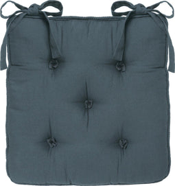 Atmosphera Deluxe Stoelkussen 40x40x8cm met lintjes en 5 knopen - Donkerblauw