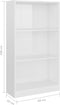 vidaXL - Boekenkast - 3 - schappen - 60x24x109 - cm - bewerkt - hout - hoogglans - wit