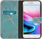 iMoshion Hoesje Geschikt voor iPhone 7 / 8 / SE (2020) / SE (2022) Hoesje Met Pasjeshouder - iMoshion Design Softcase Bookcase - Goud / Blauw / Blue Graphic