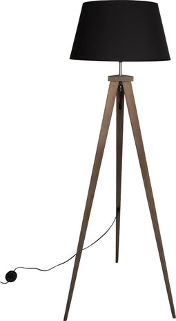 WOOOD Exclusive Omar Vloerlamp - Bamboe/Stof - Zwart - 153x60x50