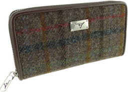 Dames Portemonnee Staffa Bruin - Harris Tweed - muntvak met rits - Glen Appin of Scotland