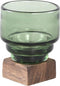 PTMD Fester Vaas Op Voet - H11 x Ø9,5 cm - Glas/hout - Groen