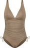 CYELL Sunset Sparkle - Badpak - Voorgevormde cups V-hals - Bruin Glitters Goud