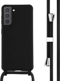 iMoshion Hoesje Geschikt voor Samsung Galaxy S21 Hoesje Met Koord - iMoshion Siliconen hoesje met koord - Zwart