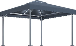 vidaXL - Prieel - met - LED-lichtslinger - 300x300 - cm - aluminium - antracietkleur