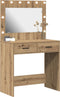 vidaXL - Make-uptafel - met - LED-verlichting - - - Artisan - Eiken - 78,5 - x - 41 - x - 135 - cm