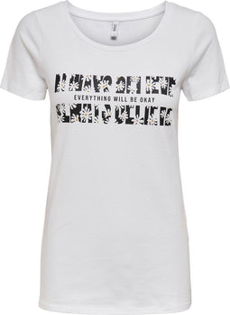 ONLY ONLDINA S/S PRINT T-SHIRT JRS - Dames T-shirt - Korte mouwen - Ronde hals - Maat XS