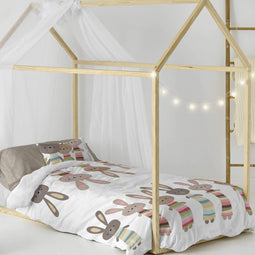 Happy Friday Duvet cover set 2 pieces Rabbit family 135/140x200 cm (Single) Multicolor