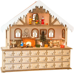 Small Foot - Houten Adventskalender Woonkamer - Lichtjes - Bruin