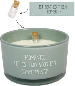MY FLAME | Flessenpost kaars - Momentje, het is tijd voor een complimentje - Minty Bamboo