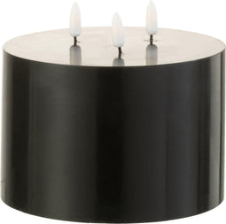 J-Line kaars 3 Pitten - bijenwas - zwart - LED lichtjes