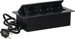 ORNO Pop up stekkerdoos - Inbouw stekkerblok met 3 stopcontacten en 1.5 meter kabel - RVS afwerking - Antraciet