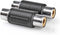 Nedis Stereo-Audioadapter - 2x RCA Female - 2x RCA Female - Vernikkeld - Recht - ABS - Zwart - 10 Stuks - Envelop