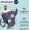 MyBlanket Zomer S/M, compact en licht, wind- en waterdicht rolstoeldeken, snel geplaatst zonder op te staan uit de rolstoel, voor manuele én elektrische rolstoel; 38 x 24 x 8 cm ; 0,45 kg, wasbaar op 30°C - Night Blue met Turquoise rits