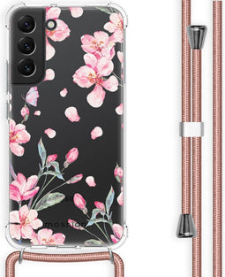iMoshion Hoesje Geschikt voor Samsung Galaxy S22 Plus Hoesje Met Koord - iMoshion Design Hoesje met Koord - Roze / Blossom Watercolor