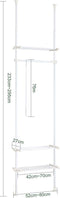 SoBuy KLS07-W - Telescoop Kledingrek - Verstelbaar B(52-80) x H(233-295) cm - Wit