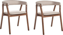 MYLO - Eetkamerstoel set van 2 - Donkerhout/Beige - Polyester