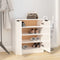 vidaXL - Schoenenkast - 59x35x70 - cm - bewerkt - hout - hoogglans - grijs