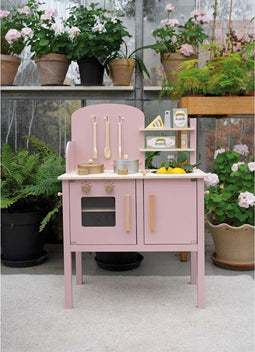 Jabadabado Houten speelkeuken - Roze - Speelkeuken voor kinderen - 55x32x72cm