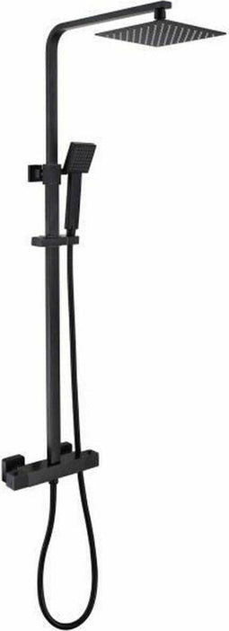 OCEANIC Douchekolom - Thermostatische kraan - Vierkante douchekop 20x20 cm - Matzwart