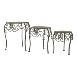 Ronde plantentafel set, plantentafelstjes set, bloemenrek, plantenrek - Brons/groen