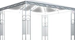 vidaXL - Prieel - met - LED-lichtslinger - 400x300 - cm - crèmekleurig