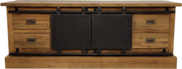 HSM Collection-Tv Meubel Blackburn 2 Deur 4 La-150x40x56,5-Naturel/Zwart-Teak/Metaal