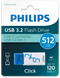 Philips Click - USB Flash Drive 3.2 - 512GB - Max 120MB/s - Blauw