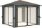 vidaXL - Prieel - met - gordijn - en - LED-lichtslinger - 3x3 - m - aluminium - taupe