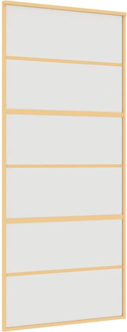 vidaXL - Schuifdeur - 90x205 - cm - mat - ESG-glas - en - aluminium - goudkleurig