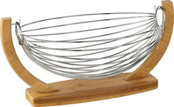 5five Fruitschaal fruitmand - hangend - hout-metaal - 36x21x18 cm - Draadmand van metaal