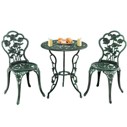 Coast 3-delige Bistroset Gietaluminium - 2 Stoelen 1 Tafel - groen