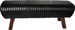 PTMD Gladis Bankje - 132 x 40 x 47 cm - Leer - Zwart