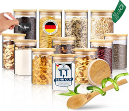 GREEN BEE'S set van 12 voorraadpotten - 4x 600 ml & 8x 430 ml - Luchtdicht & BPA-vrij (12 stuks)