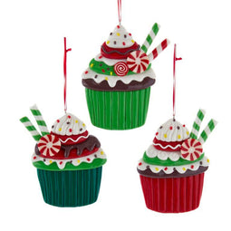 Kurt Adler - kersthanger - cupcakes - set 3 stuks