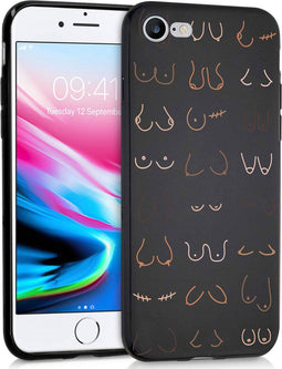 imoshion Hoesje Geschikt voor iPhone SE (2022) / SE (2020) / 8 / 7 Hoesje Siliconen - imoshion Design hoesje - Zwart / Boobs all over - Black