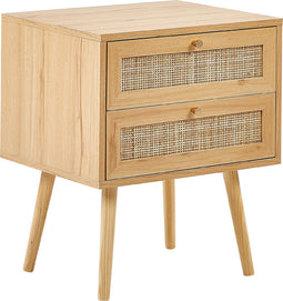 Beliani PEROTE - Nachtkastje - Lichte houtkleur - Rotan