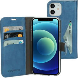Mobiparts Classic Wallet Case - Flip cover - Ruimte voor pasjes - Steel Blue (iPhone 12, iPhone 12 Pro)