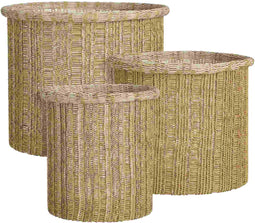 Mica Decorations Mand Danfield - 32x32x28 cm - Gerecycled Katoen - Lichtbruin- Set van 3
