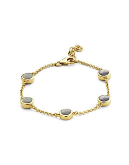 Casa Jewelry Armband Pom Grey - Parelarmband - Goud Verguld - Grijs