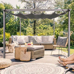 Intimo Garden - Luxe Zonnescherm / Tuinpaviljoen met stalen frame en UV-bestendig dakzeil - Prieel