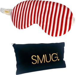 SMUG Slaapmasker met Opbergzakje - 100% Verduisterend - Verstelbaar Oogmasker in Satijn - Candy Cane Print